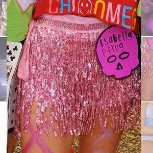 Amazon pink sparkly tie skirt